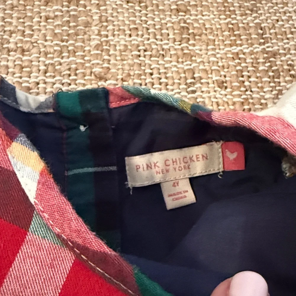 Pink Chicken Ruby Holiday Tartan Dress 4T Red Green Plaid